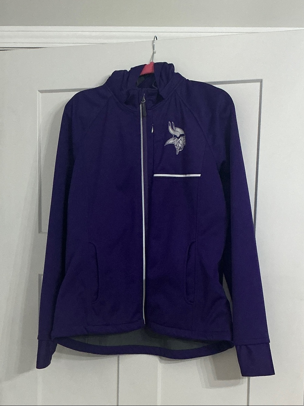 NFL Purple Minnesota Vikings Varsity Jacket with White reflective Trim